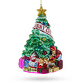 Decorated Christmas Tree Glass Christmas Ornament in Green color Figurine