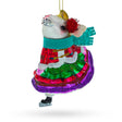 Graceful Mouse on Ice Skates - Blown Glass Christmas Ornament in Multi color,  shape