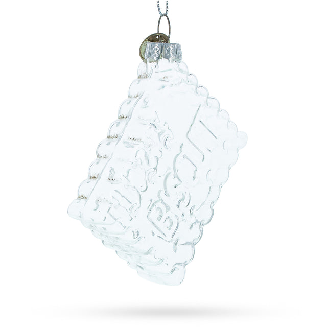 Glass Crumbly Biscuit Cookie - Clear Blown Glass Christmas Ornament in Clear color