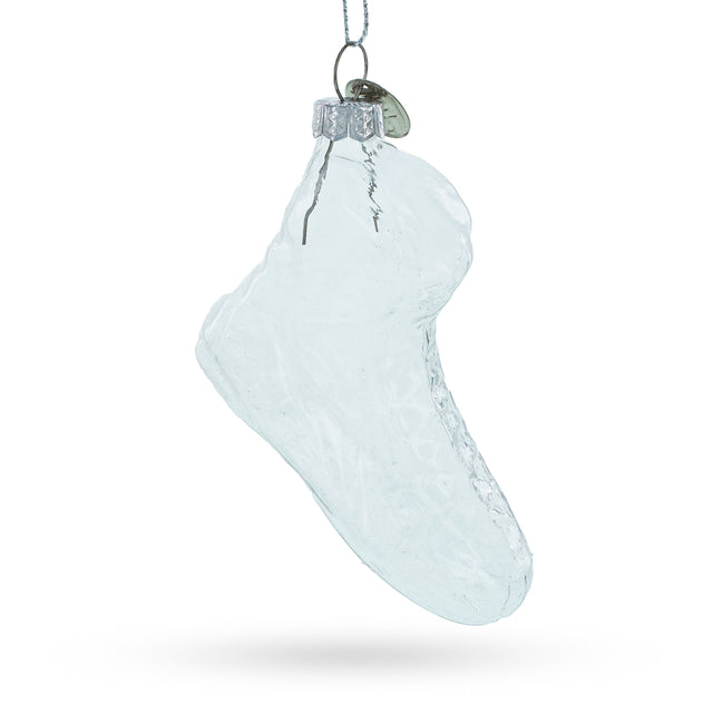 Glass Elegant Stiletto Shoe - Clear Blown Glass Christmas Ornament in Clear color