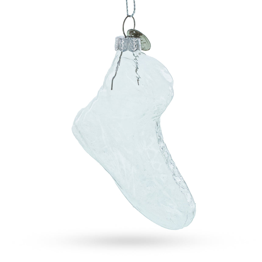 Elegant Stiletto Shoe Clear Blown Glass Christmas Ornament in  color