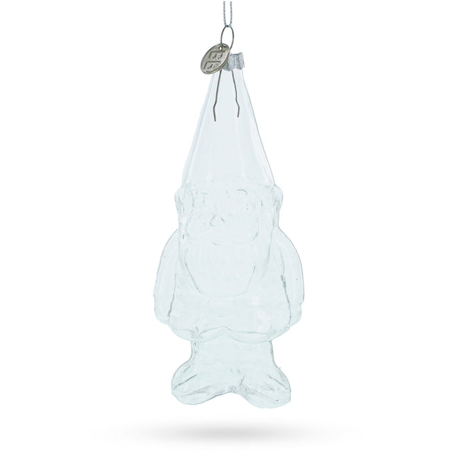 Whimsical Enchanted Gnome - Clear Blown Glass Christmas Ornament in Clear color,  shape