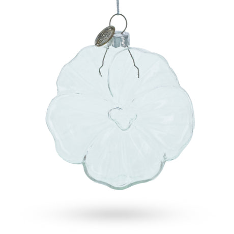 Blossoming Beauty: Flower-Shaped - Clear Blown Glass Christmas Ornament in Clear color, Round shape
