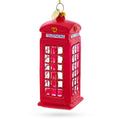 Red Telephone Booth in London, United Kingdom Glass Christmas Ornament in Red color Figurine