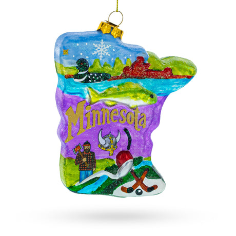Glass Minnesota Landmarks and Icons - Blown Glass Christmas Ornament in Multi color
