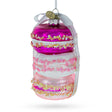 Gift Wrapped Macarons - Blown Glass Christmas Ornament in Pink color,  shape