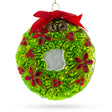 Enchanting Hummingbirds on a Floral Wreath Blown Glass Christmas Ornament in Green color Round