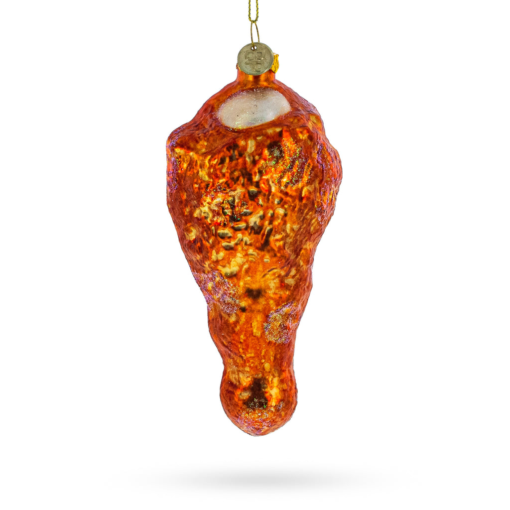 Chicken Drumstick Glass Christmas Ornament in Orange color Figurine
