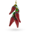 Spicy Chili Peppers - Blown Glass Christmas Ornament in Red color,  shape