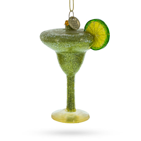 Refreshing Cocktail with Lime Blown Glass Christmas Ornament in Green color