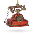 Retro Telephone Blown Glass Christmas Ornament in Brown color