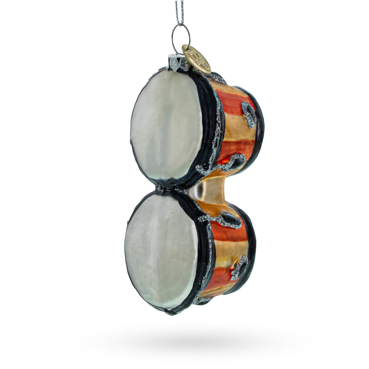 Rhythmic Bongo Drums - Blown Glass Christmas Ornament in Multi color,  shape