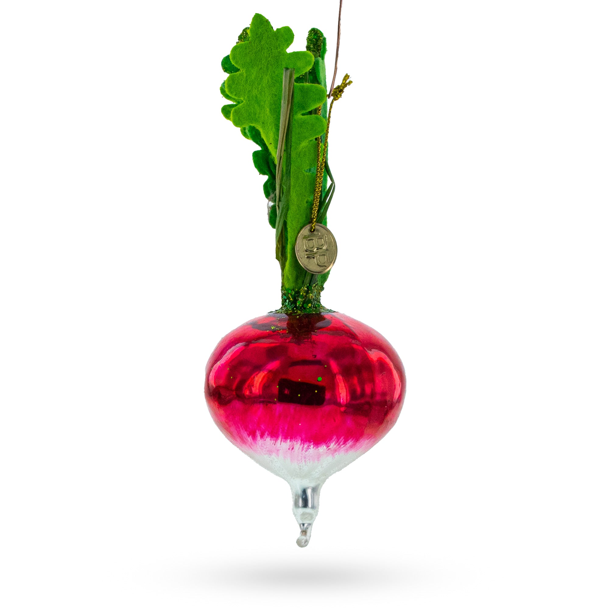 Vibrant Radish Glass Christmas Ornament in Red color Figurine