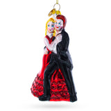 Graceful Dancing Couple - Opulent Blown Glass Christmas Ornament in Red color,  shape