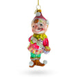 Glass Whimsical Elf Decorating Cupcake - Blown Glass Christmas Ornament in Multi color