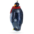 Penguin with Scarf - Blown Glass Christmas Ornament in Black color,  shape