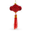 Glass Elegant Chinese Knot Tassel New Year Decoration - Blown Glass Christmas Ornament in Red color