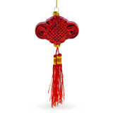 Glass Elegant Chinese Knot Tassel New Year Decoration - Blown Glass Christmas Ornament in Red color