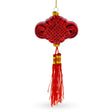 Glass Elegant Chinese Knot Tassel New Year Decoration Blown Glass Christmas Ornament in Red color