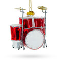 Rocking' Red Drum Kit Glass Christmas Ornament in Red color Figurine
