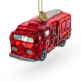 Gleaming Firetruck Glass Christmas Ornament in Red color Figurine