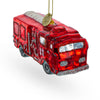 Gleaming Firetruck - Blown Glass Christmas Ornament in Red color,  shape
