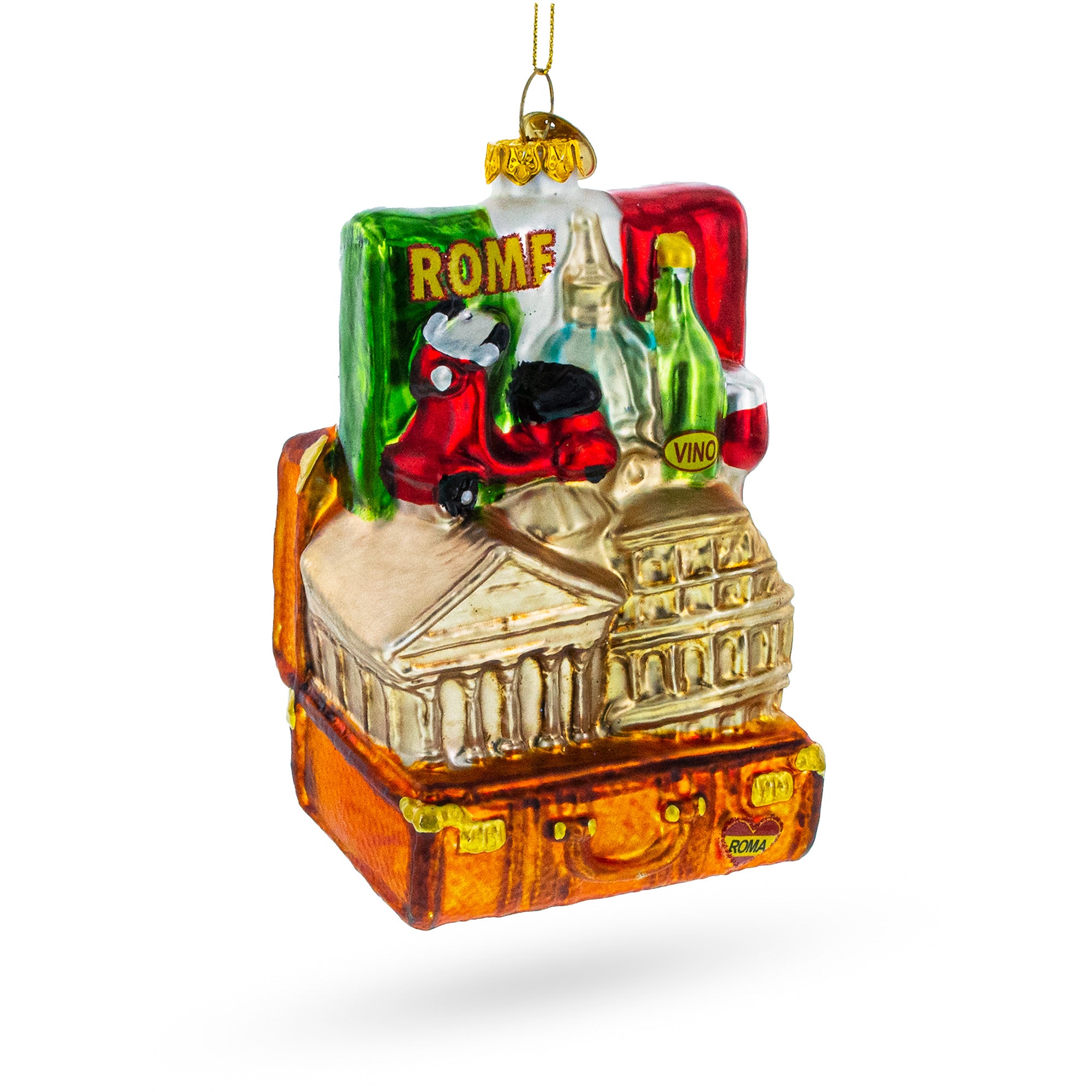 Rome, Italy Landmarks Glass Christmas Ornament in Multi color Figurine