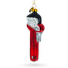 Glass Handyman's Delight: Red Adjustable Wrench - Blown Glass Christmas Ornament in Red color