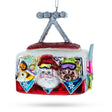 Santa's Skyward Adventure: Santa and Friends in a Gondola Lift - Blown Glass Christmas Ornament in Multi color,  shape