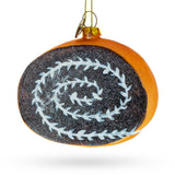 Chocolate Roll Cake Blown Glass Christmas Ornament in Multi color Oval