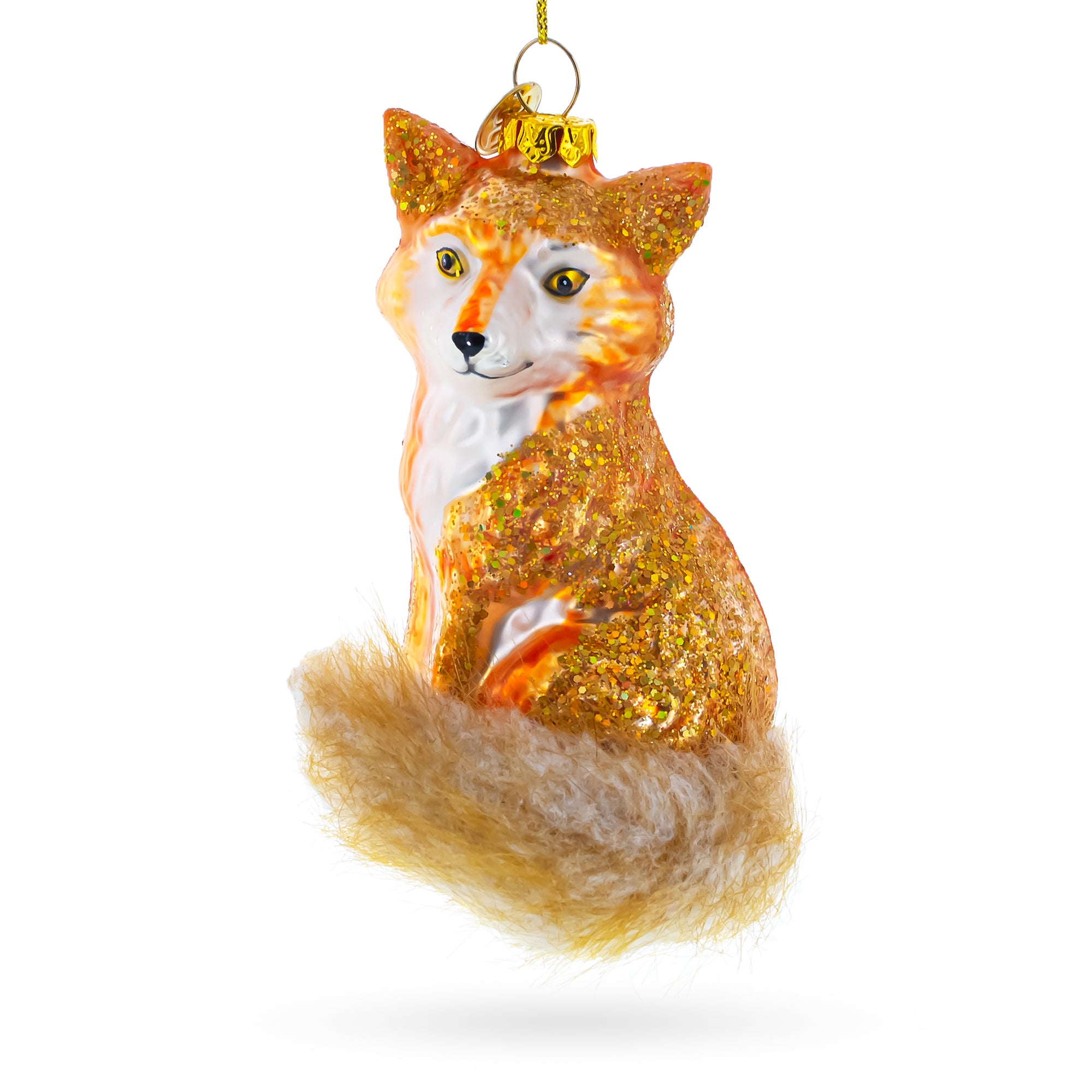 Wild Fox Glass Christmas Ornament in Brown color Figurine