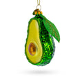 Avocado with Leaf Glass Christmas Ornament in Multi color