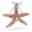 Radiant Sparkling Starfish - Blown Glass Christmas Ornament in Pink color, Star shape
