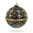 Striped Black with Diamond Accents Glass Christmas Ornament in  color Round