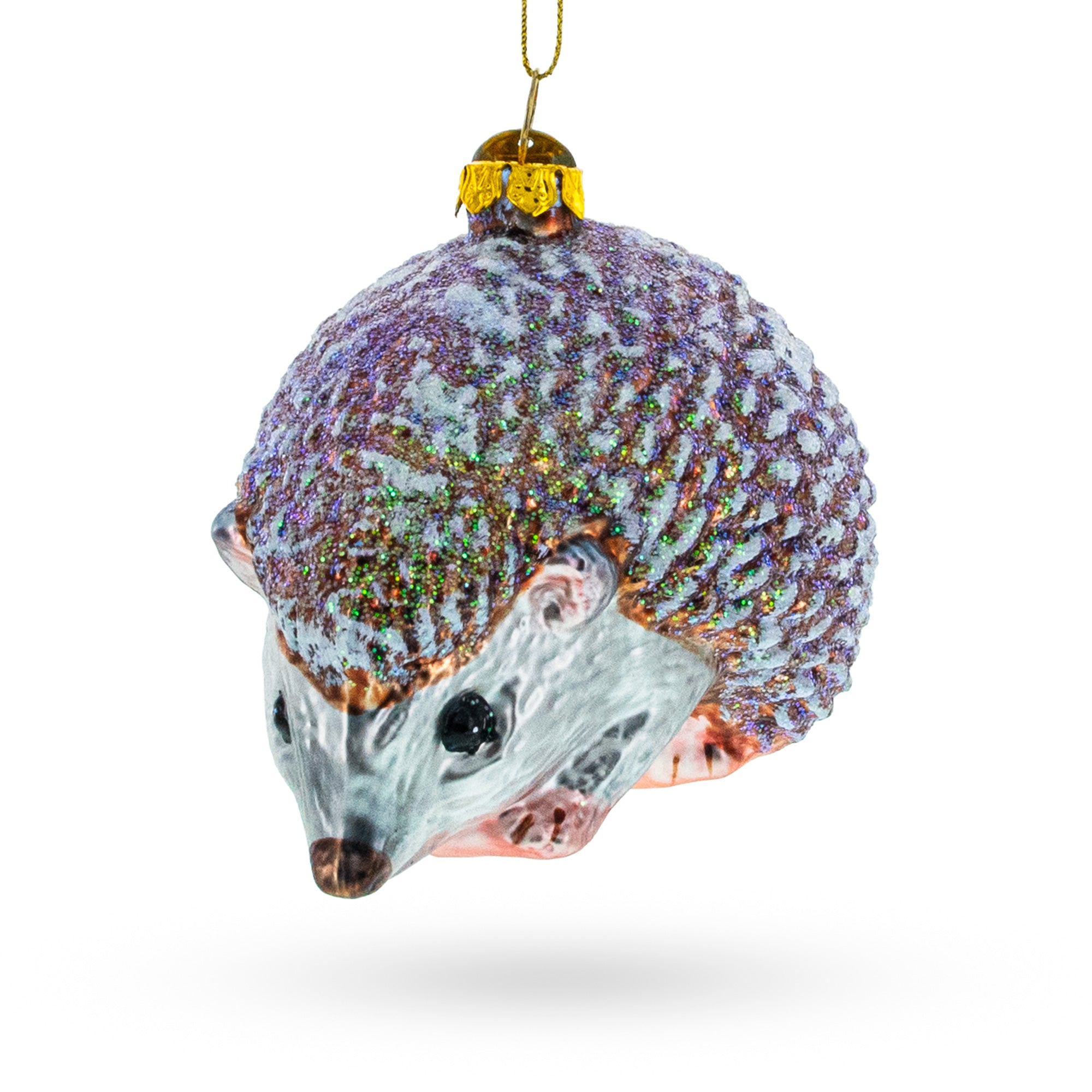 Sparkling Hedgehog Glass Christmas Ornament in Multi color Figurine