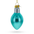 Shimmering Blue Light Bulb - Blown Glass Christmas Ornament in Blue color,  shape