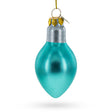 Shimmering Blue Light Bulb Blown Glass Christmas Ornament in  color