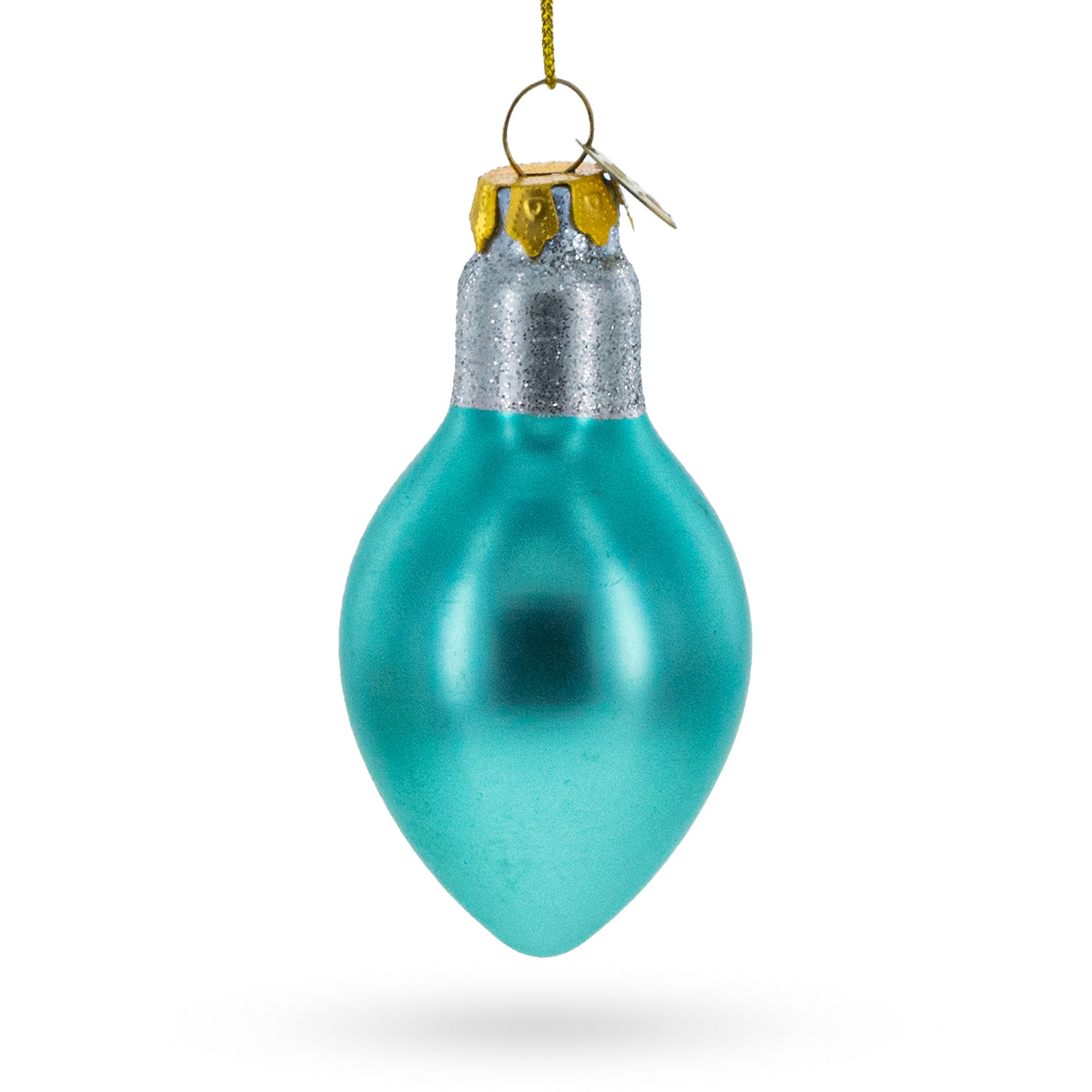 Shimmering Blue Light Bulb Glass Christmas Ornament in Blue color Figurine
