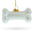 Festive White Bone - Blown Glass Christmas Ornament in White color,  shape