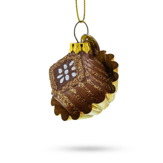 Glass Chocolate Candy - Blown Glass Christmas Ornament in Brown color