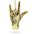 Golden Sign Language "I Love You" Glass Christmas Ornament in Gold color