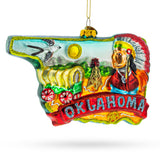 Oklahoma State Pride, USA - Blown Glass Christmas Ornament in Multi color,  shape