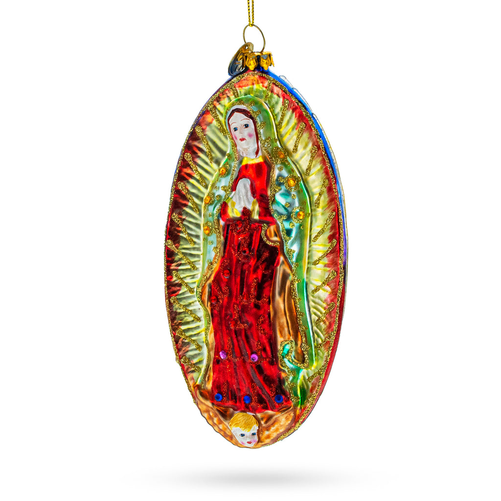 Glass Blessed Virgin Mary - Blown Glass Christmas Ornament in Multi color