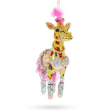 Twirling Giraffe Ballerina - Blown Glass Christmas Ornament in Multi color,  shape