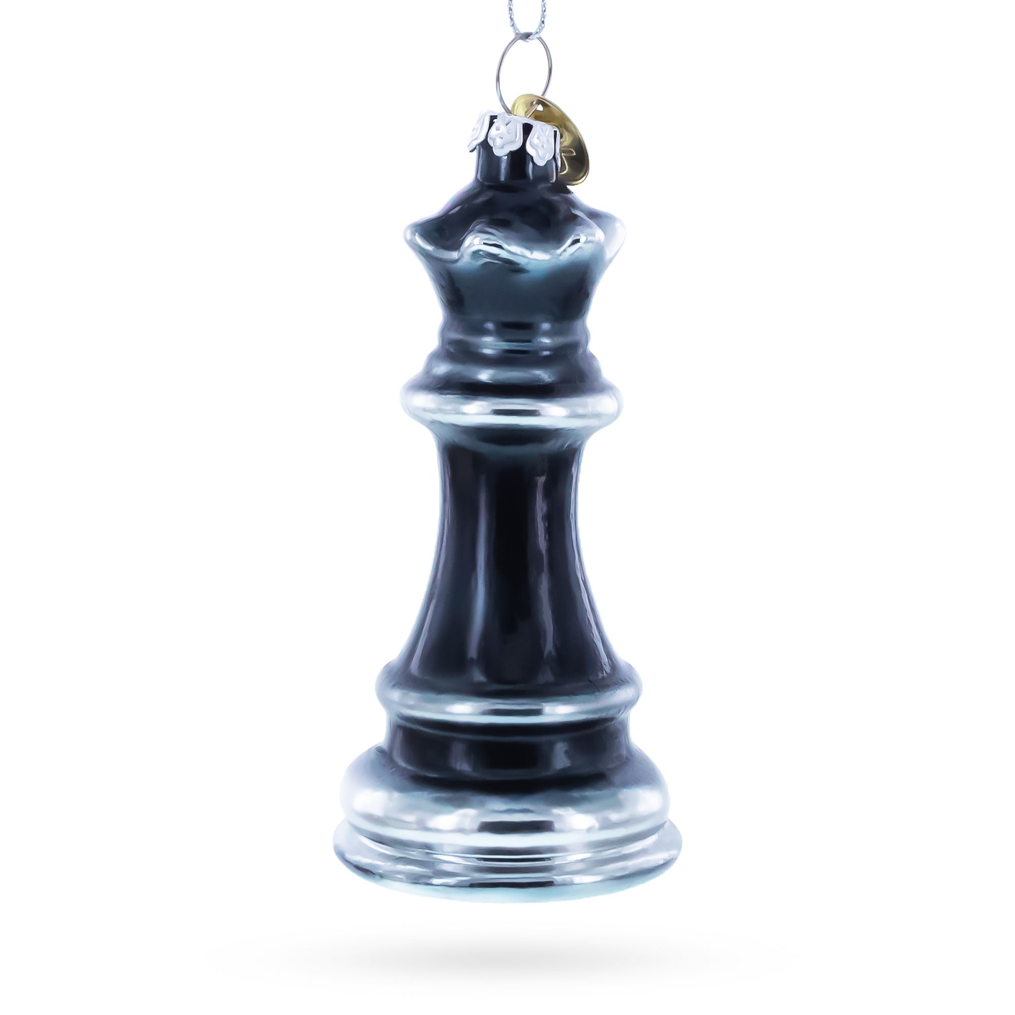Queen Chess Glass Christmas Ornament in Black color Figurine