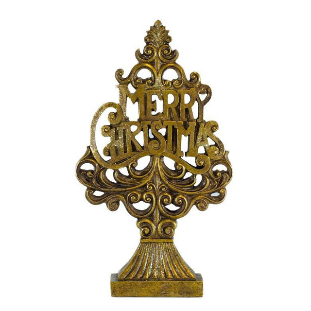 Tabletop Christmas Tree Centerpiece 16 Inches in Brown color, Triangle shape