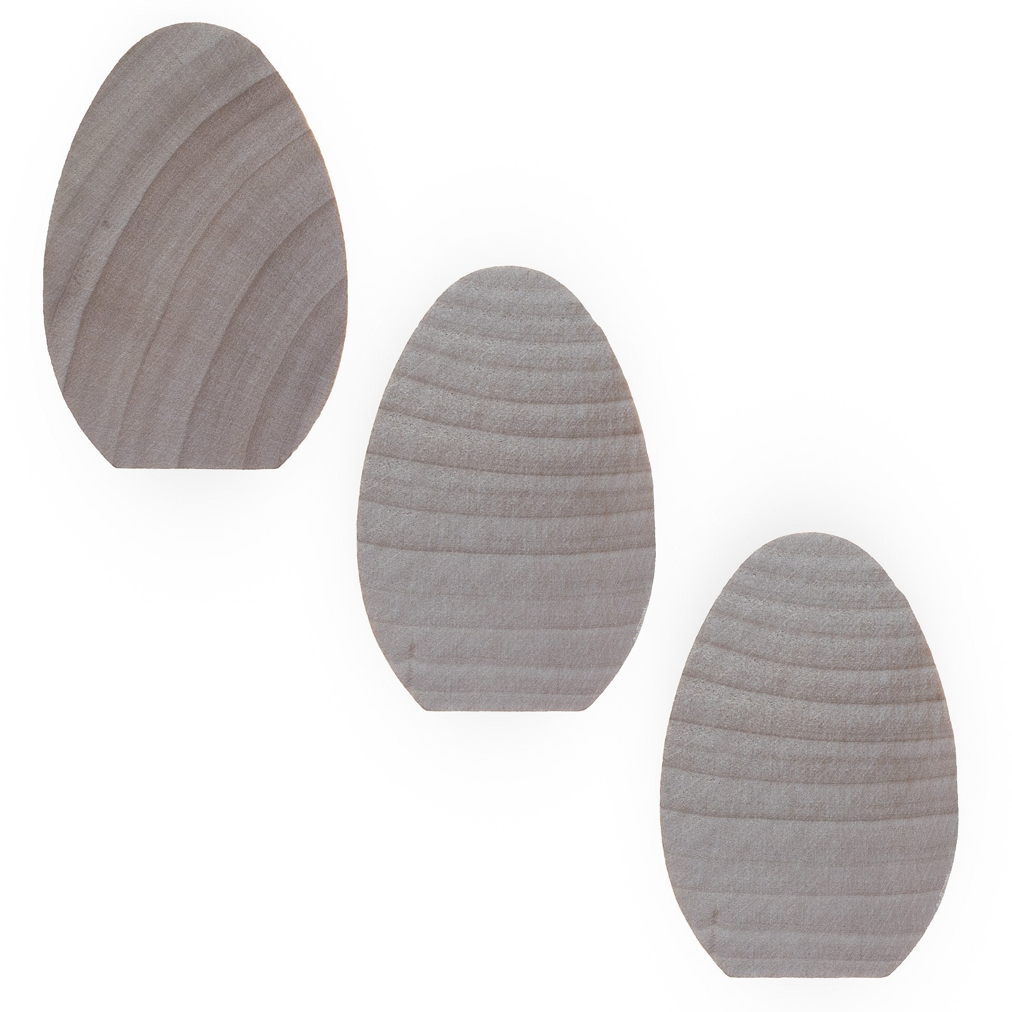 Set of 3 Unfinished Wooden Egg Cutouts DIY Crafts 2.5 Inches in Beige color
