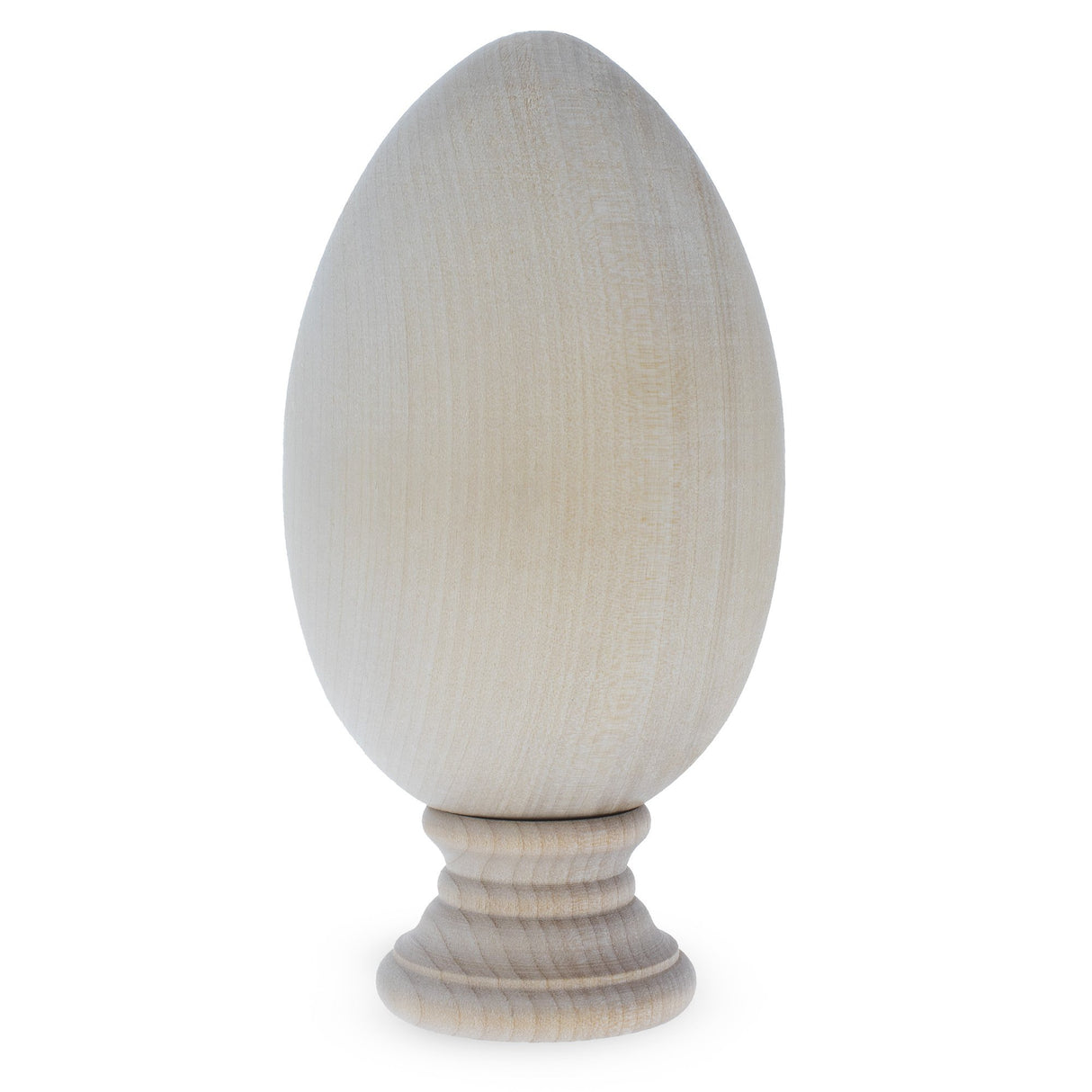Unfinished Blank Goose Wooden Egg with Detachable Stand 4.25 Inches in Beige color, Oval shape