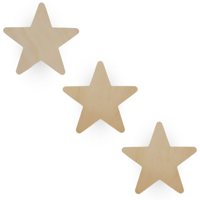 3 Unfinished Wooden Star Shapes Cutouts DIY Crafts 3.9 Inches in  color Star
