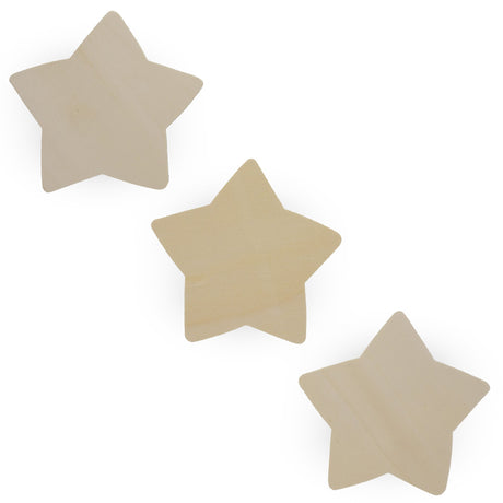 Wood 3 Unfinished Wooden Star Shapes Cutouts DIY Crafts 4.8 Inches in Beige color Star